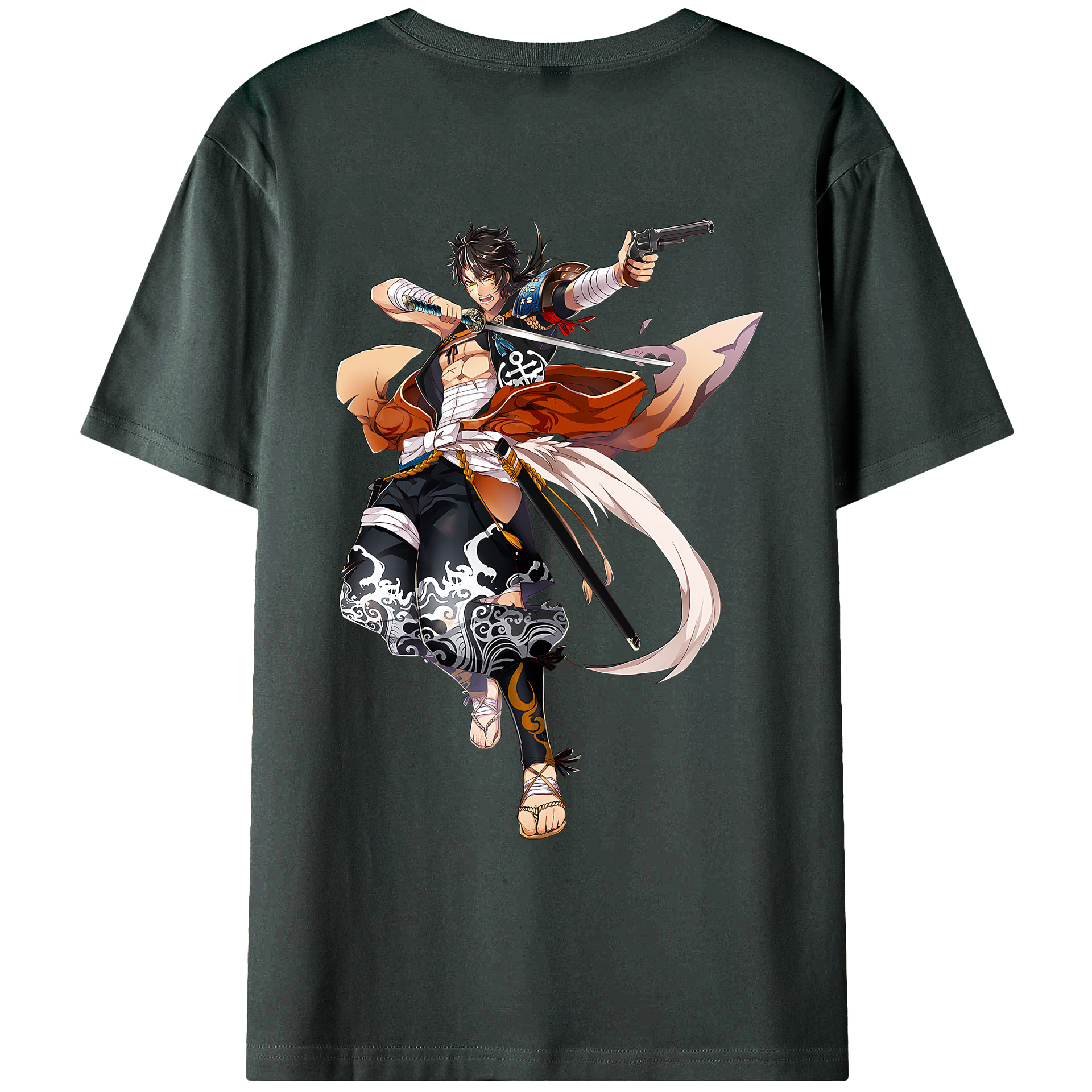刀剣乱舞 Touken Ranbu 綿100％ メンズ半袖Tシャツ（バックプリント） 通気性